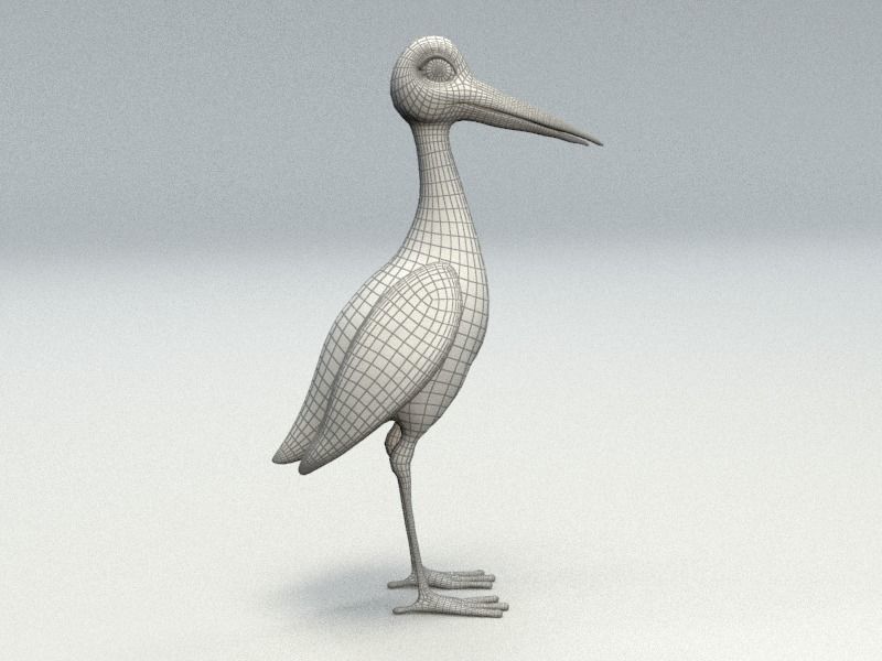 cartoon stork Low-poly 3D model_9