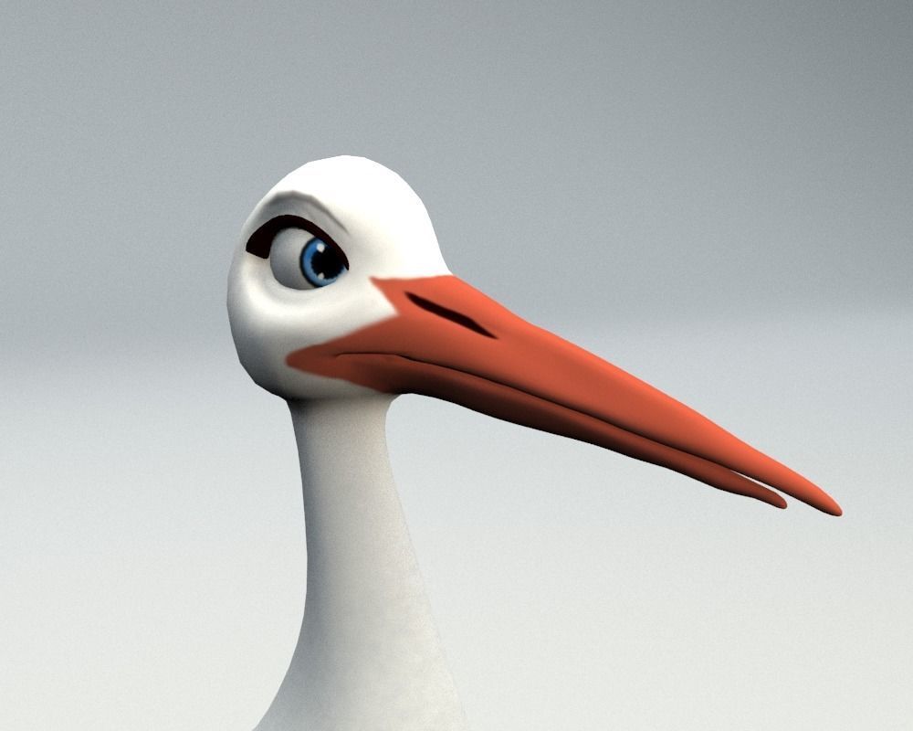 cartoon stork Low-poly 3D model_5