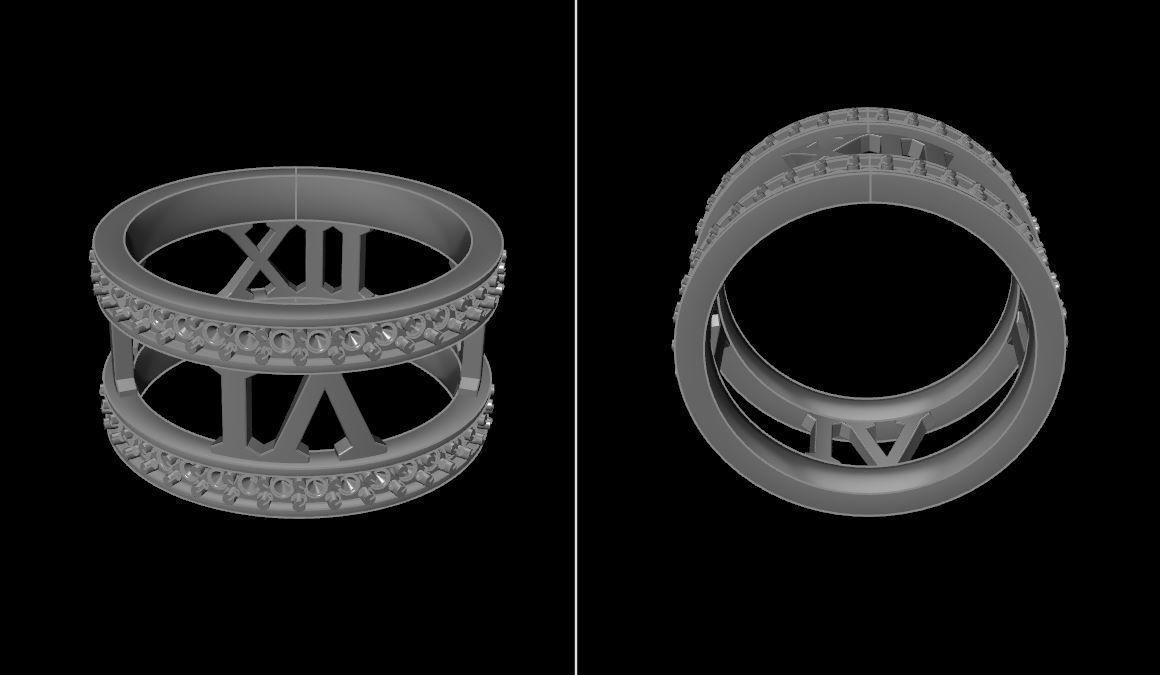 Roman Numeral Diamond Band Mix Size 3D print model_19
