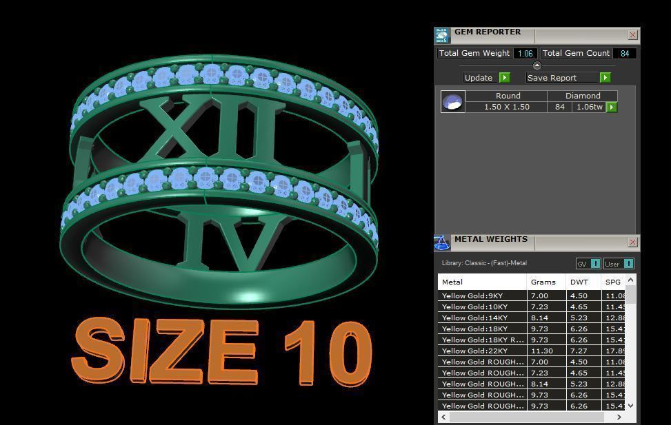 Roman Numeral Diamond Band Mix Size 3D print model_15