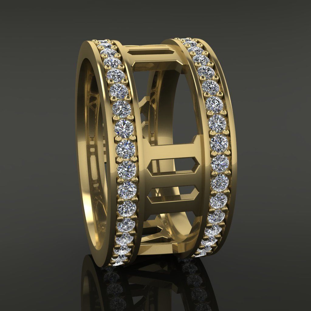 Roman Numeral Diamond Band Mix Size 3D print model_4