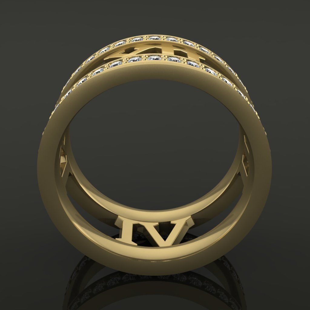 Roman Numeral Diamond Band Mix Size 3D print model_2