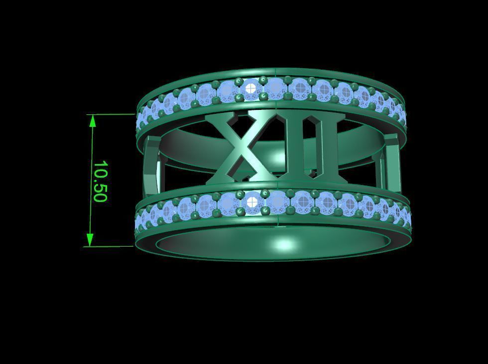 Roman Numeral Diamond Band Mix Size 3D print model_9