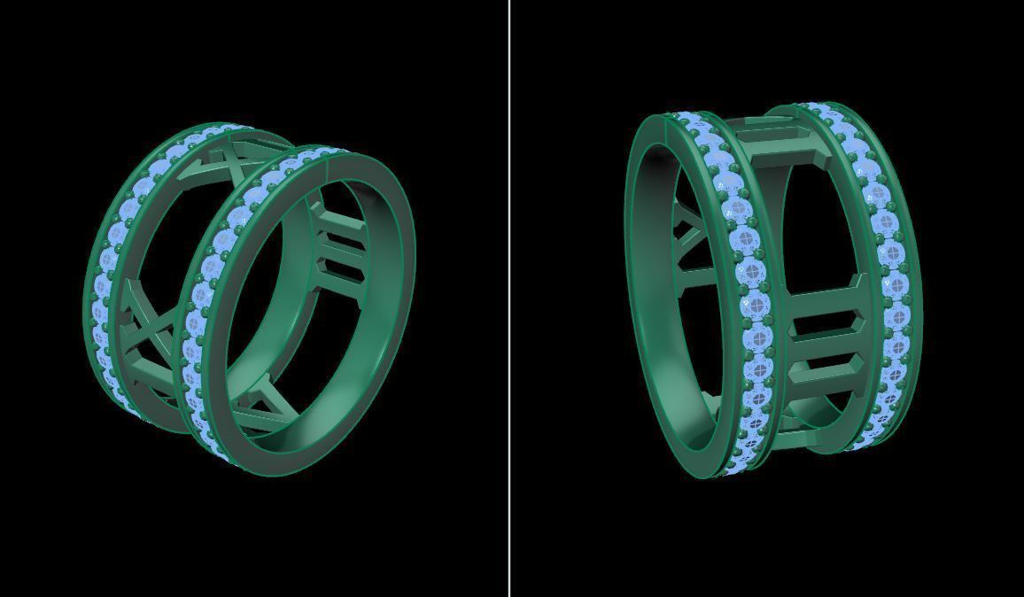 Roman Numeral Diamond Band Mix Size 3D print model_18