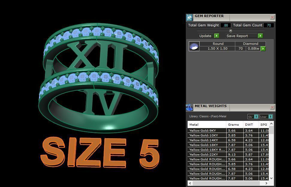 Roman Numeral Diamond Band Mix Size 3D print model_10