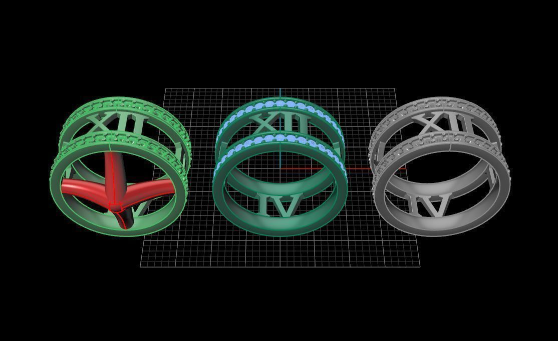 Roman Numeral Diamond Band Mix Size 3D print model_16