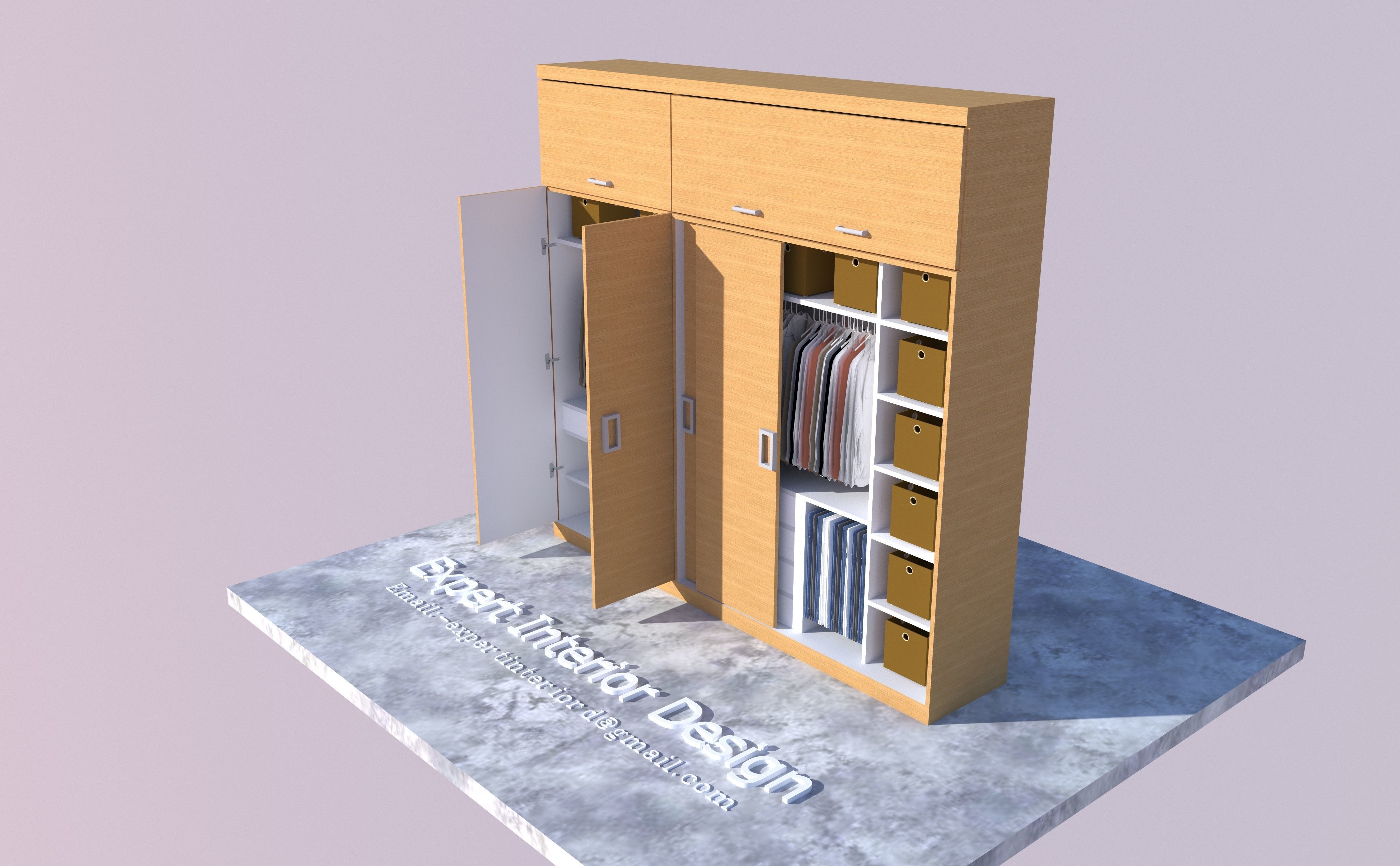 Modular Wardrobe Design for Home 3D print model_3