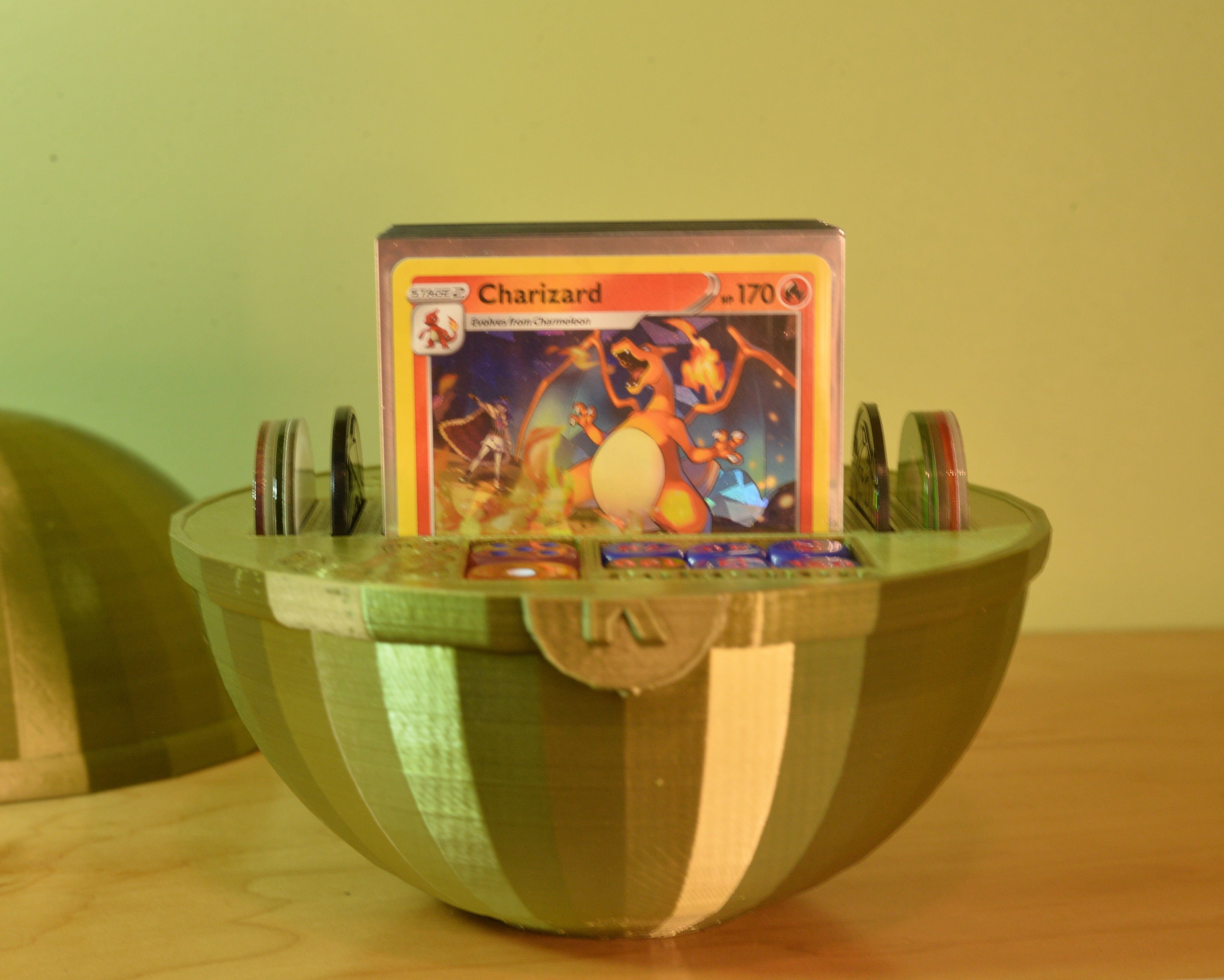 Pokeball Deck box holds sleeved cards and game pieces  3D print model_5