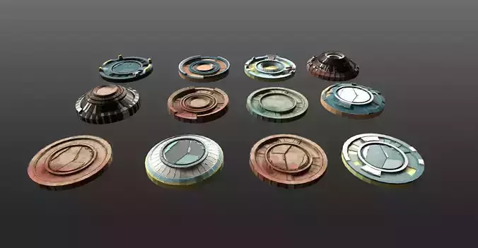Mech HUD COMPONENTS KITBASH  display stand base Low-poly 3D model