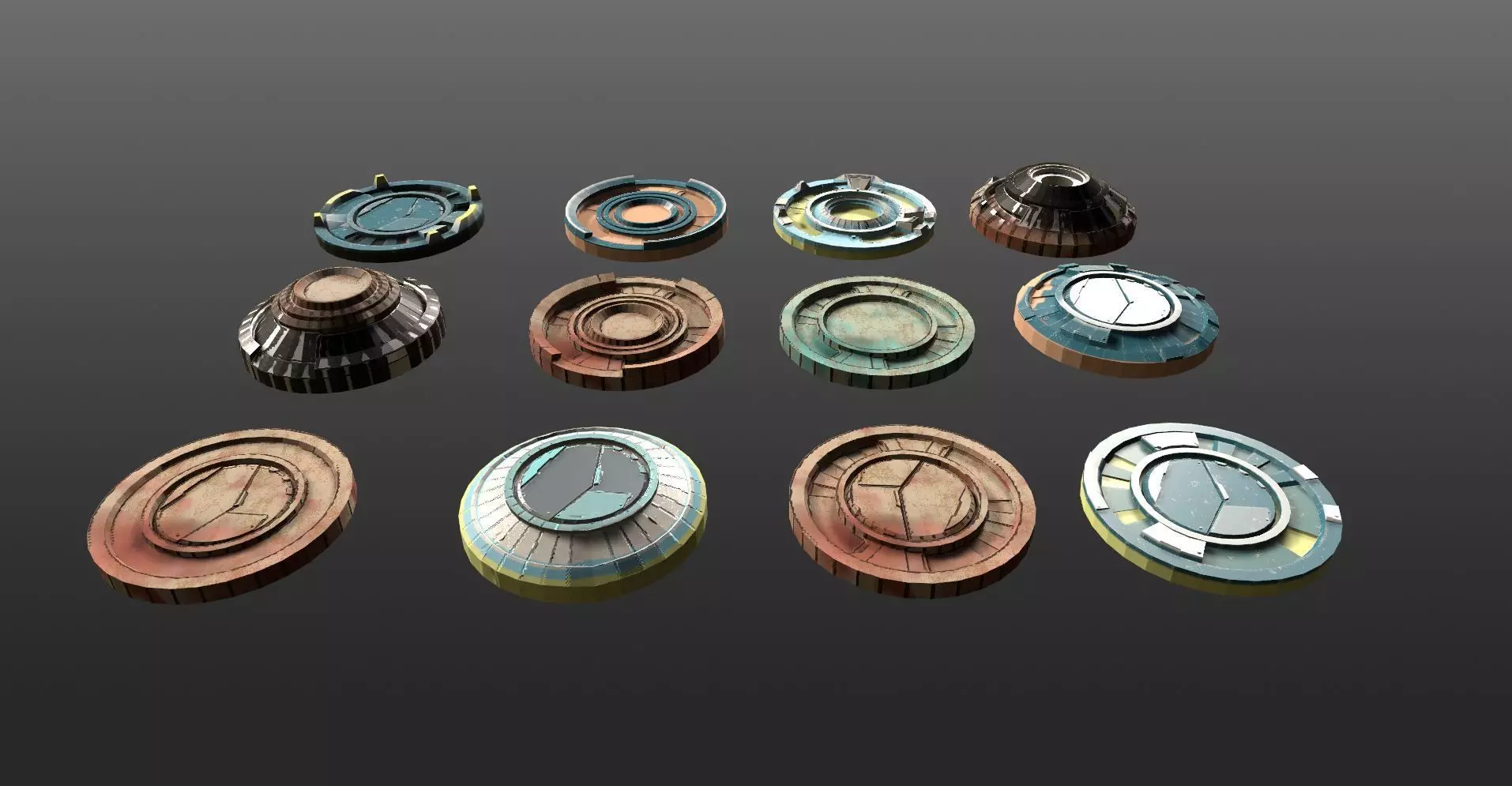 Mech HUD COMPONENTS KITBASH display stand base Low-poly 3D model_0