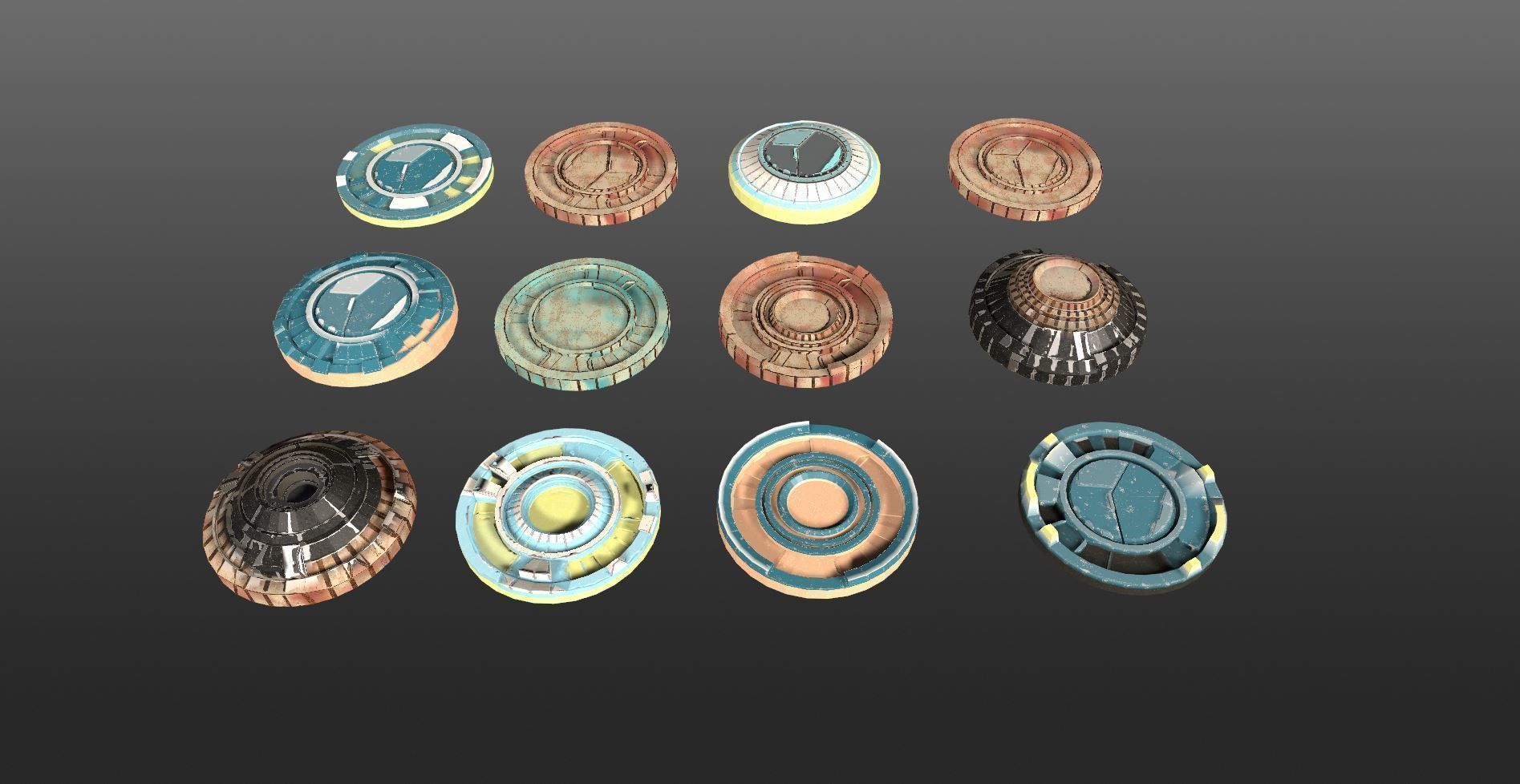 Mech HUD COMPONENTS KITBASH display stand base Low-poly 3D model_25