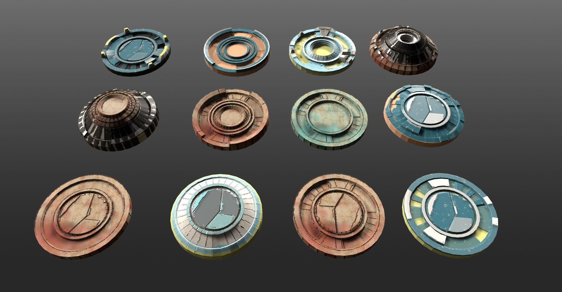 Mech HUD COMPONENTS KITBASH display stand base Low-poly 3D model_18