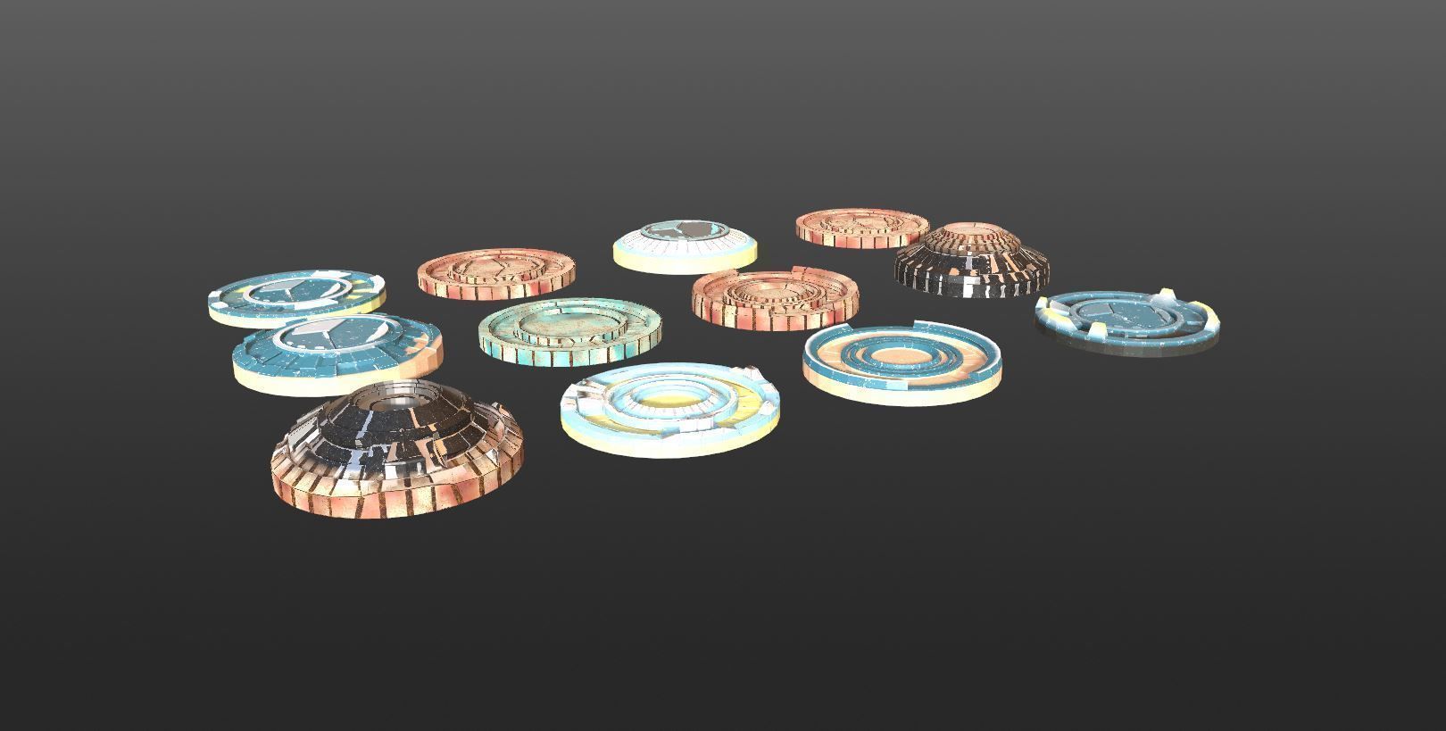 Mech HUD COMPONENTS KITBASH display stand base Low-poly 3D model_15