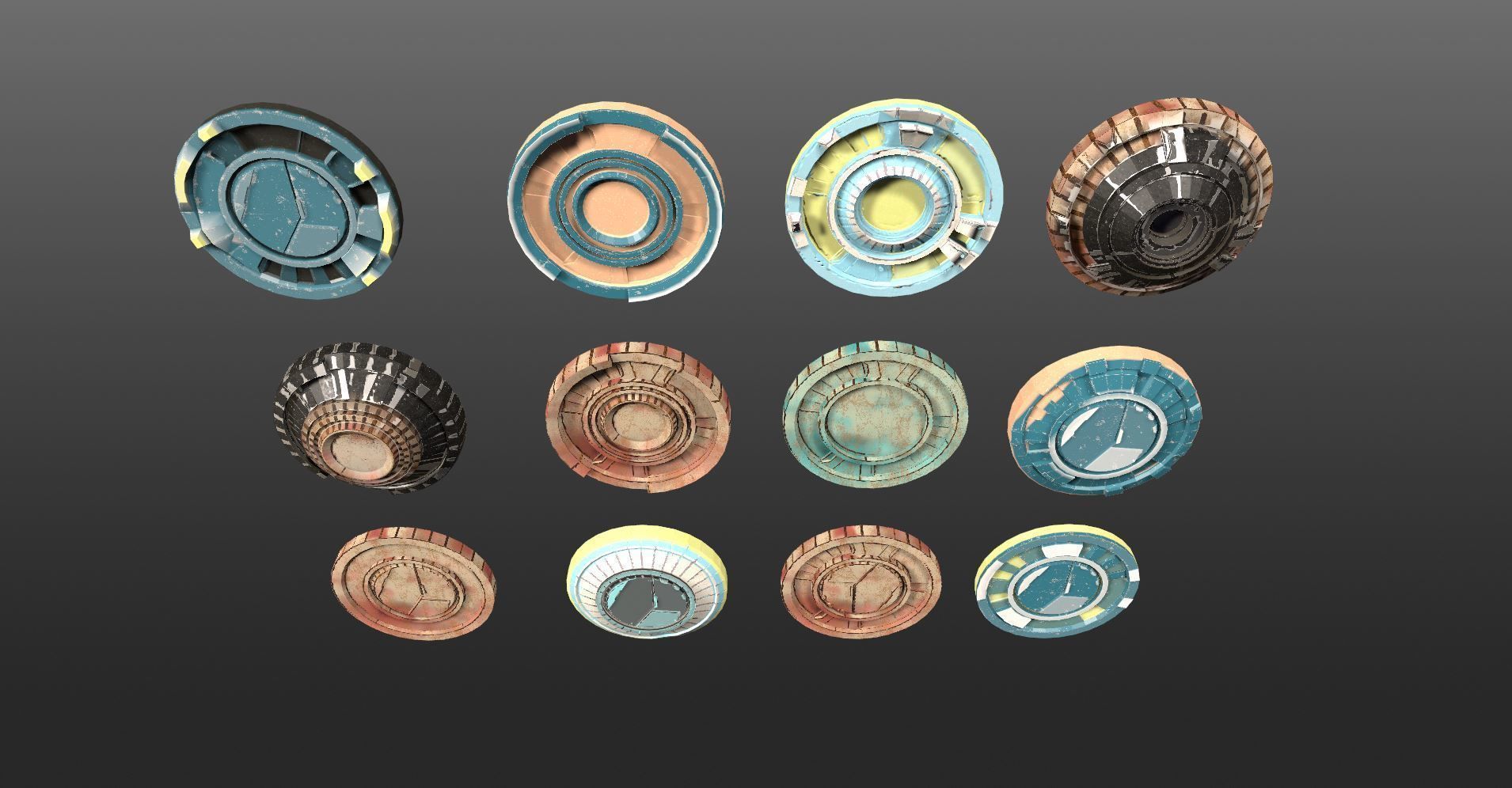 Mech HUD COMPONENTS KITBASH display stand base Low-poly 3D model_21