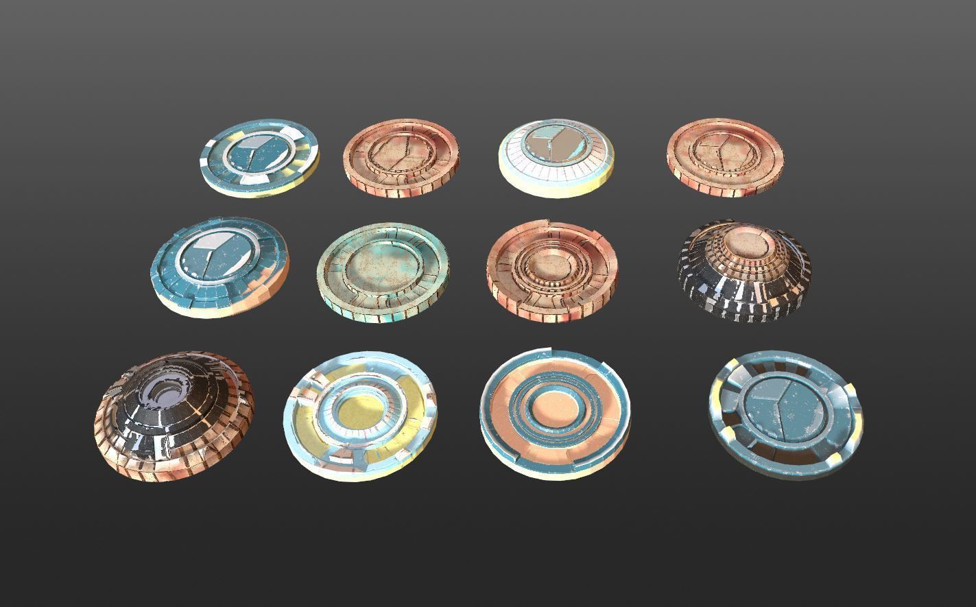 Mech HUD COMPONENTS KITBASH display stand base Low-poly 3D model_16