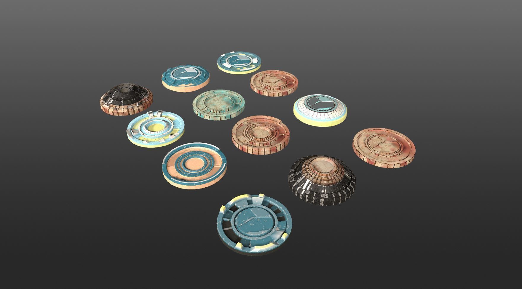 Mech HUD COMPONENTS KITBASH display stand base Low-poly 3D model_7