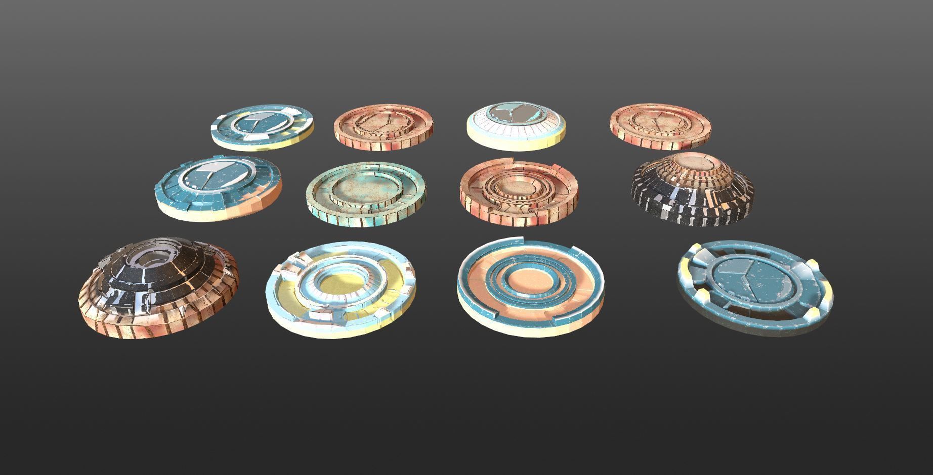 Mech HUD COMPONENTS KITBASH display stand base Low-poly 3D model_9