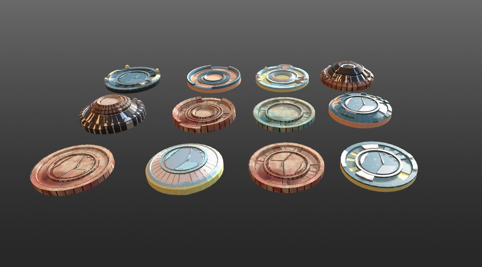 Mech HUD COMPONENTS KITBASH display stand base Low-poly 3D model_14