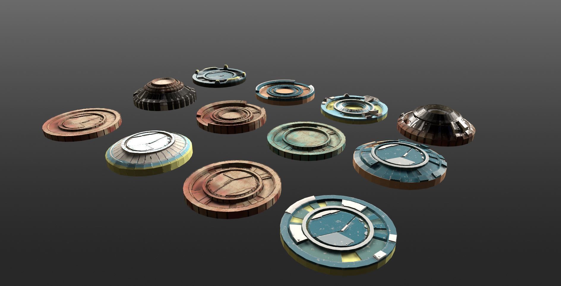 Mech HUD COMPONENTS KITBASH display stand base Low-poly 3D model_22