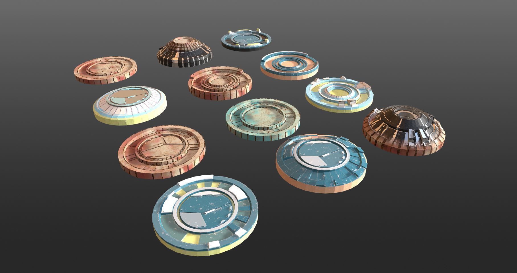 Mech HUD COMPONENTS KITBASH display stand base Low-poly 3D model_12