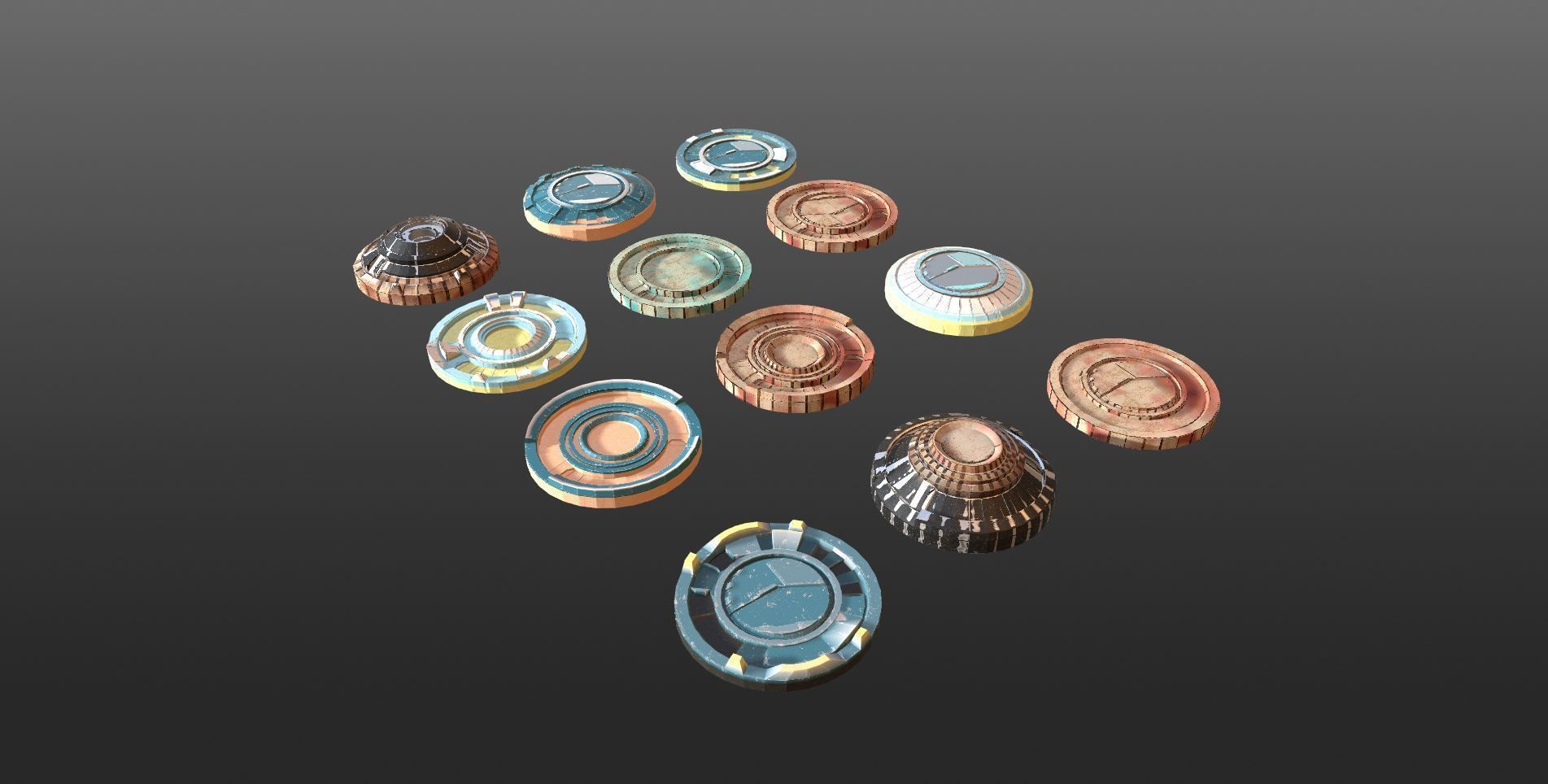 Mech HUD COMPONENTS KITBASH display stand base Low-poly 3D model_20