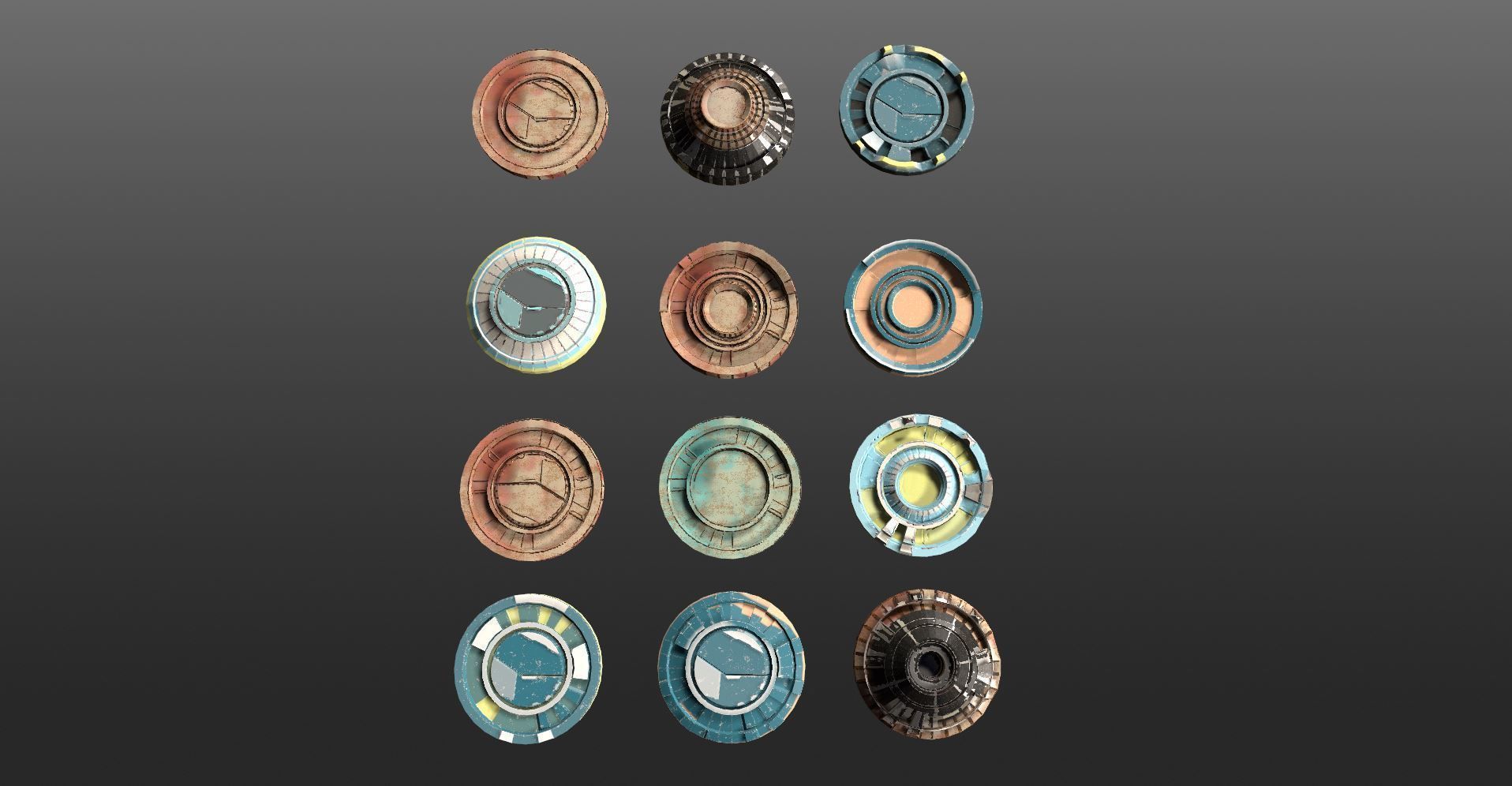 Mech HUD COMPONENTS KITBASH display stand base Low-poly 3D model_17