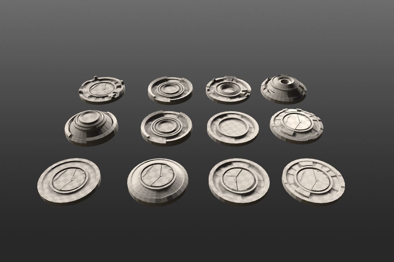 Mech HUD COMPONENTS KITBASH display stand base Low-poly 3D model_5