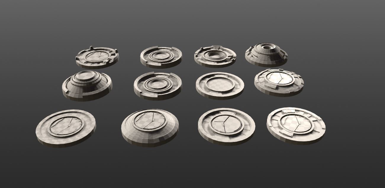 Mech HUD COMPONENTS KITBASH display stand base Low-poly 3D model_13