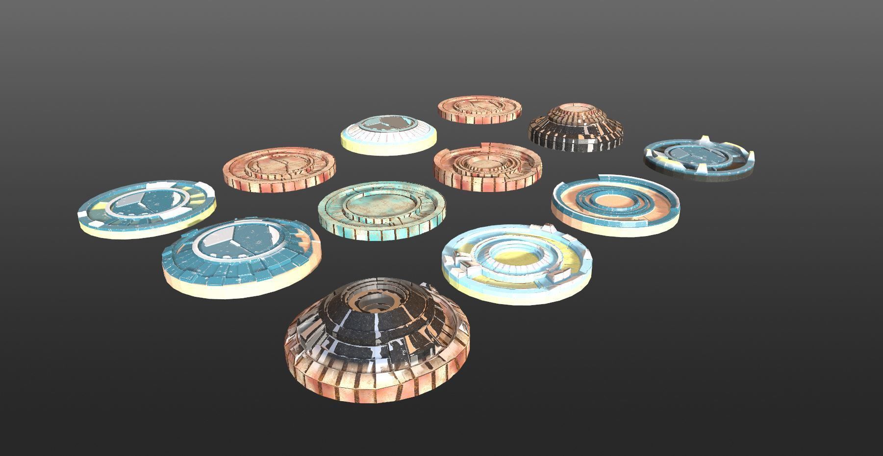 Mech HUD COMPONENTS KITBASH display stand base Low-poly 3D model_10