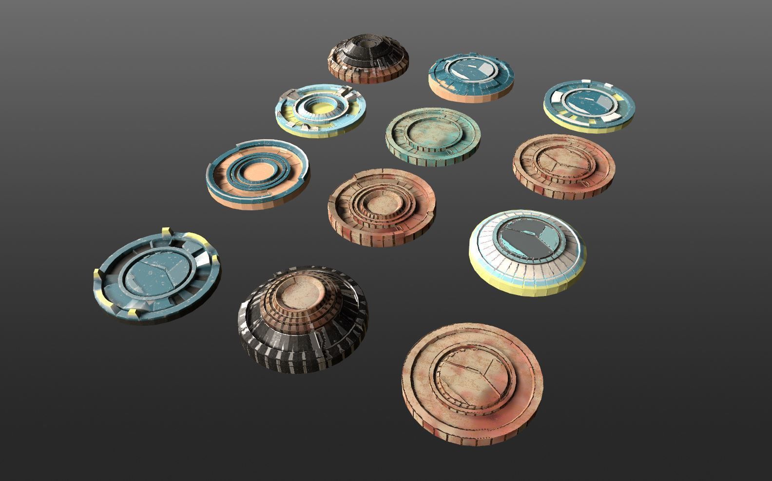 Mech HUD COMPONENTS KITBASH display stand base Low-poly 3D model_8