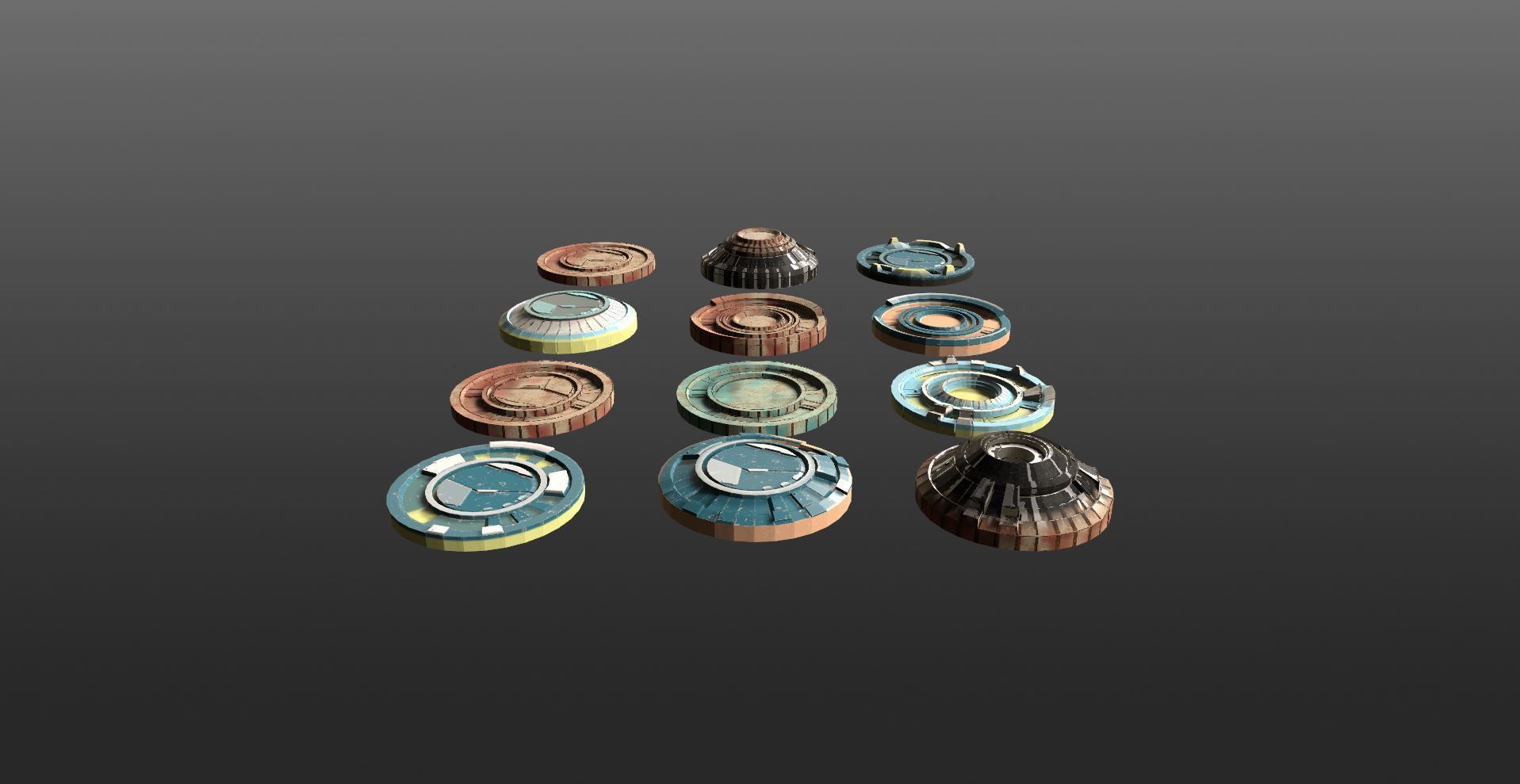 Mech HUD COMPONENTS KITBASH display stand base Low-poly 3D model_4