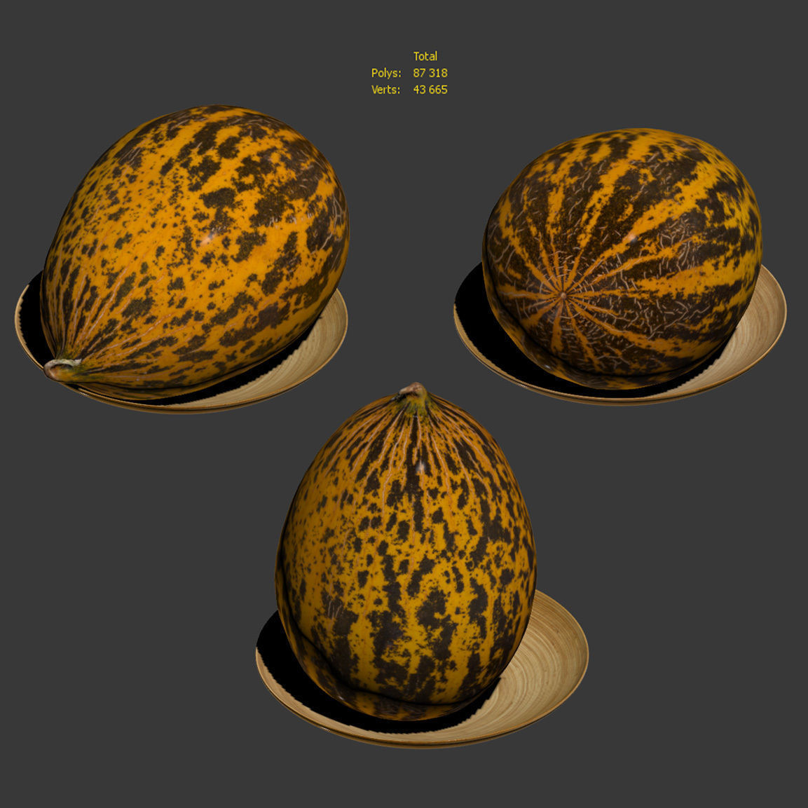 Turkish melon Kirkagach Low-poly 3D model_6