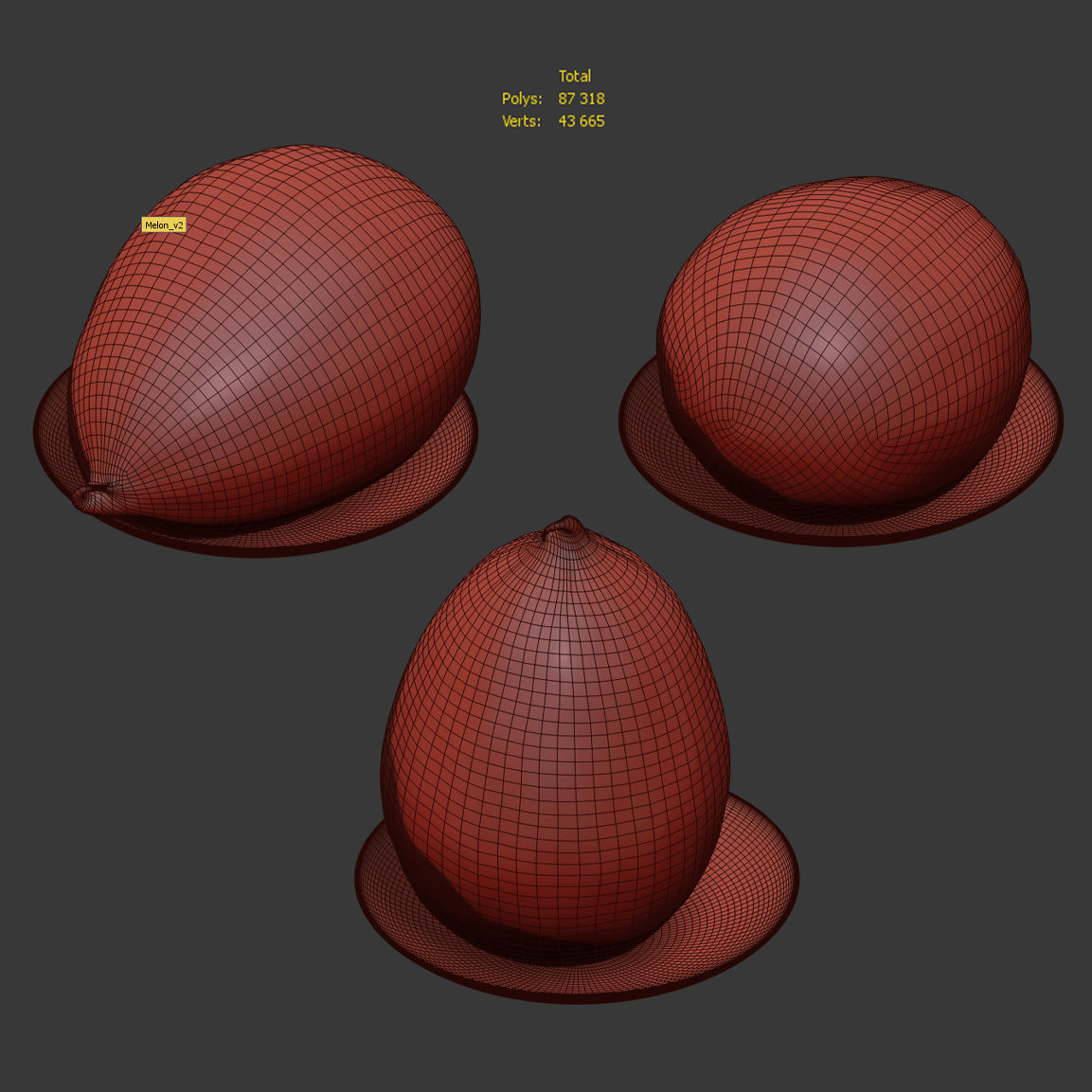 Turkish melon Kirkagach Low-poly 3D model_7