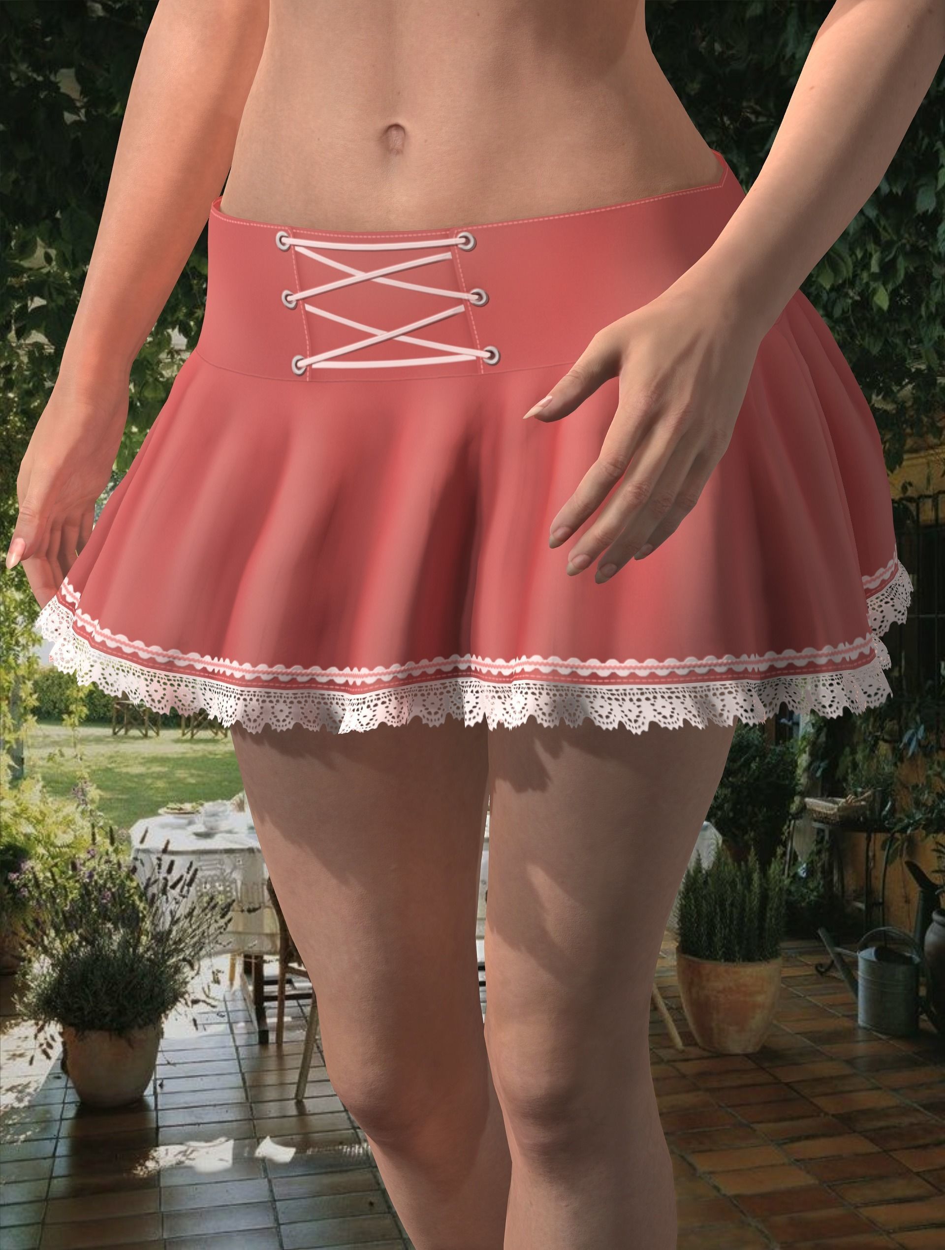 3D model Cute skirt with lace 3 colors VR / AR / lowpoly CGTrader