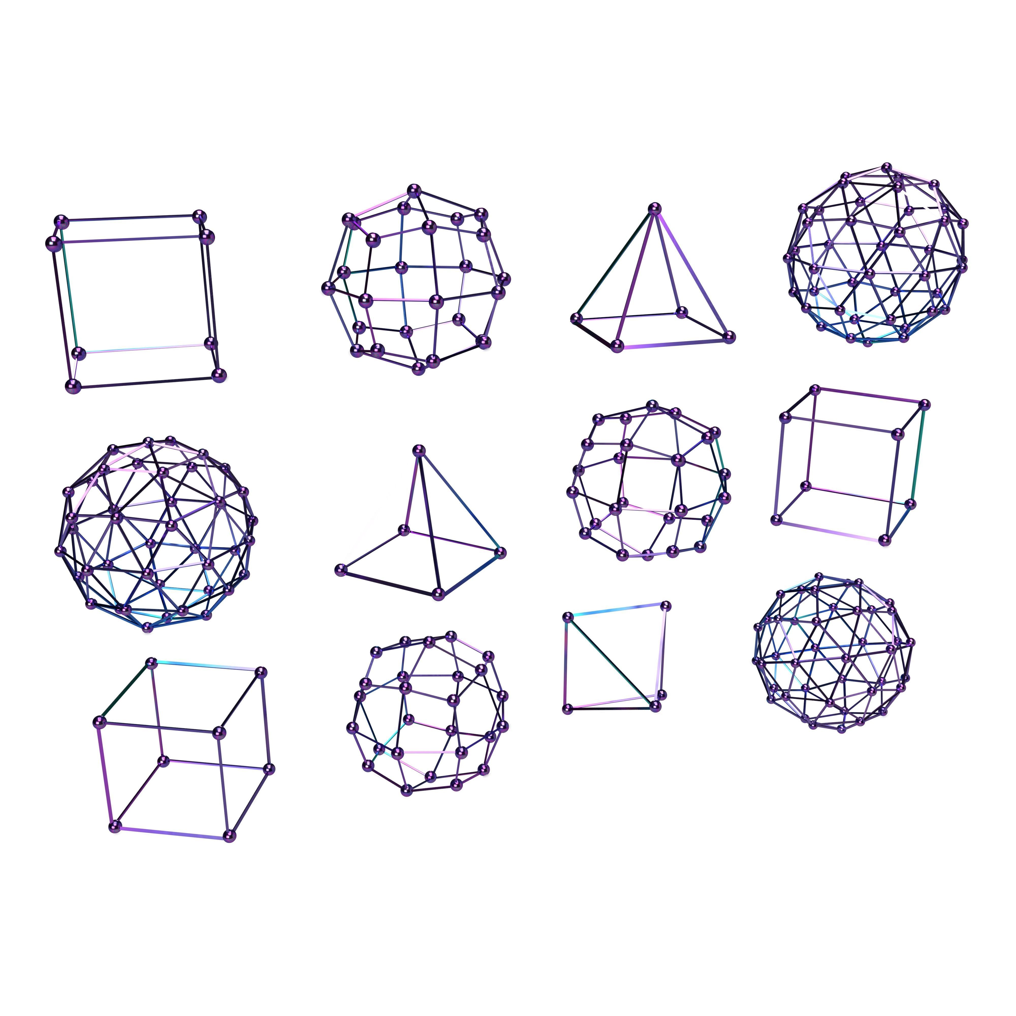 Smart elementar shapes with modern dots set Low-poly 3D model_4