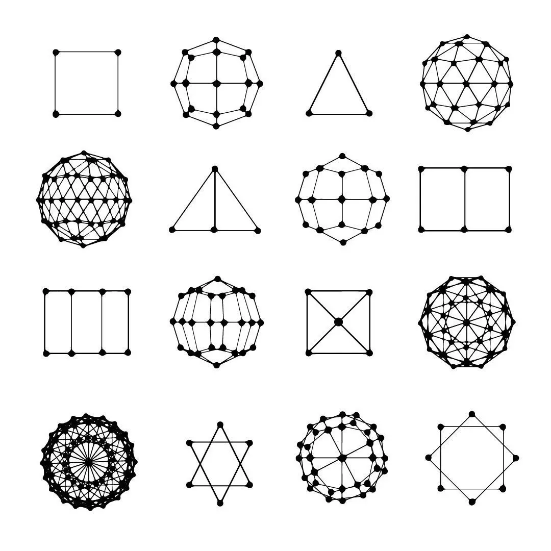 Smart elementar shapes with modern dots set Low-poly 3D model_0