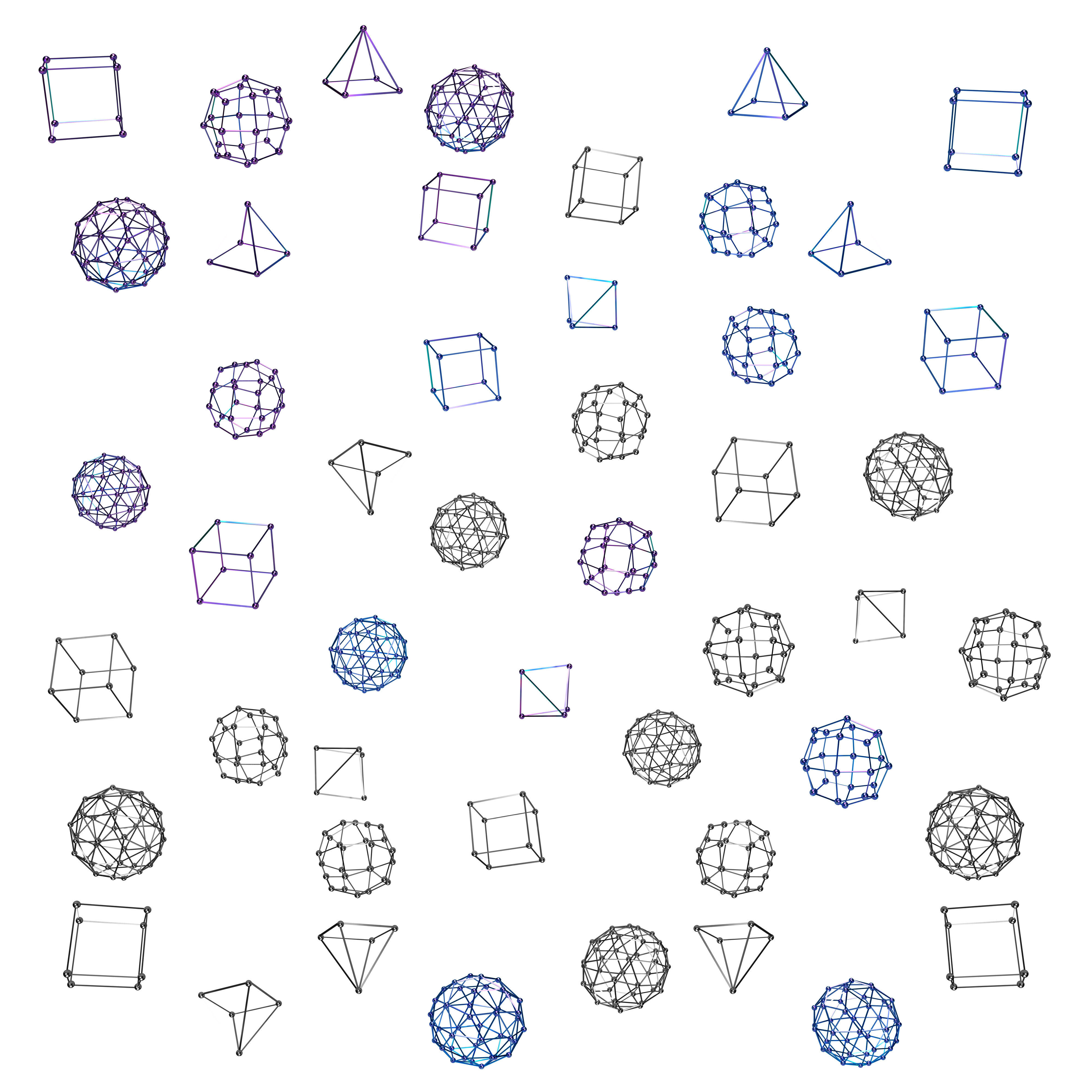 Smart elementar shapes with modern dots set Low-poly 3D model_1