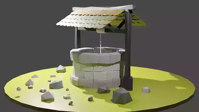 Well Lowpoly water with rocks