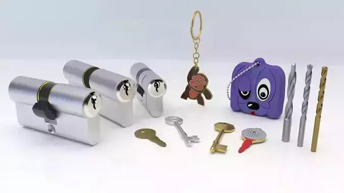 Security Furniture Pack Vol 3 - Keys Cylinders and Drill Bits