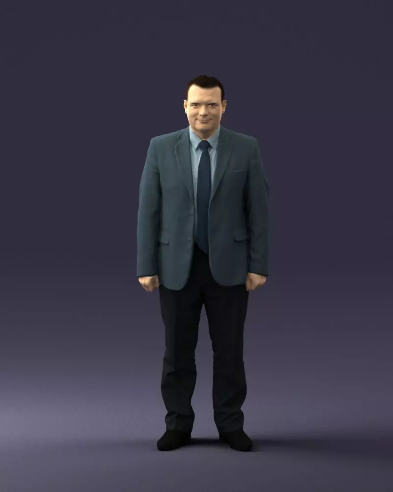 002007 Man in gray jacket 0619 STL Miniature 3D print model