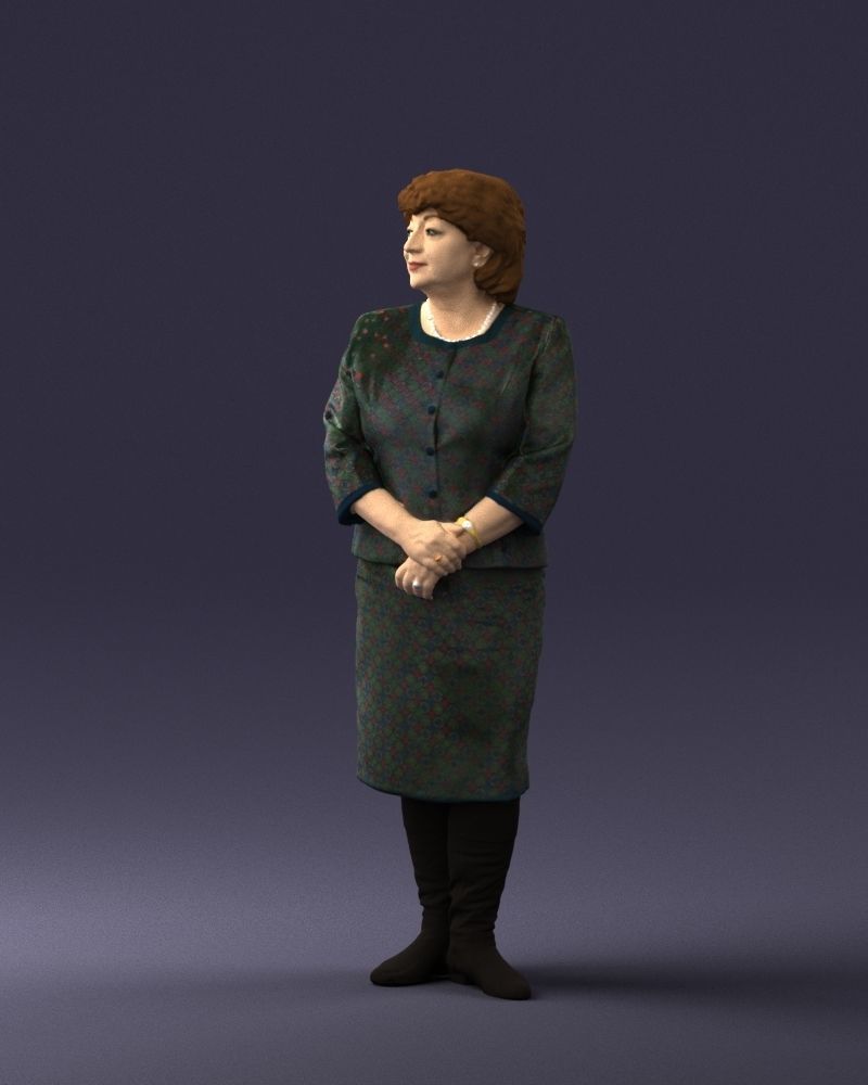 Lady in gray suit 0620 3D Print Ready 3D print model_3