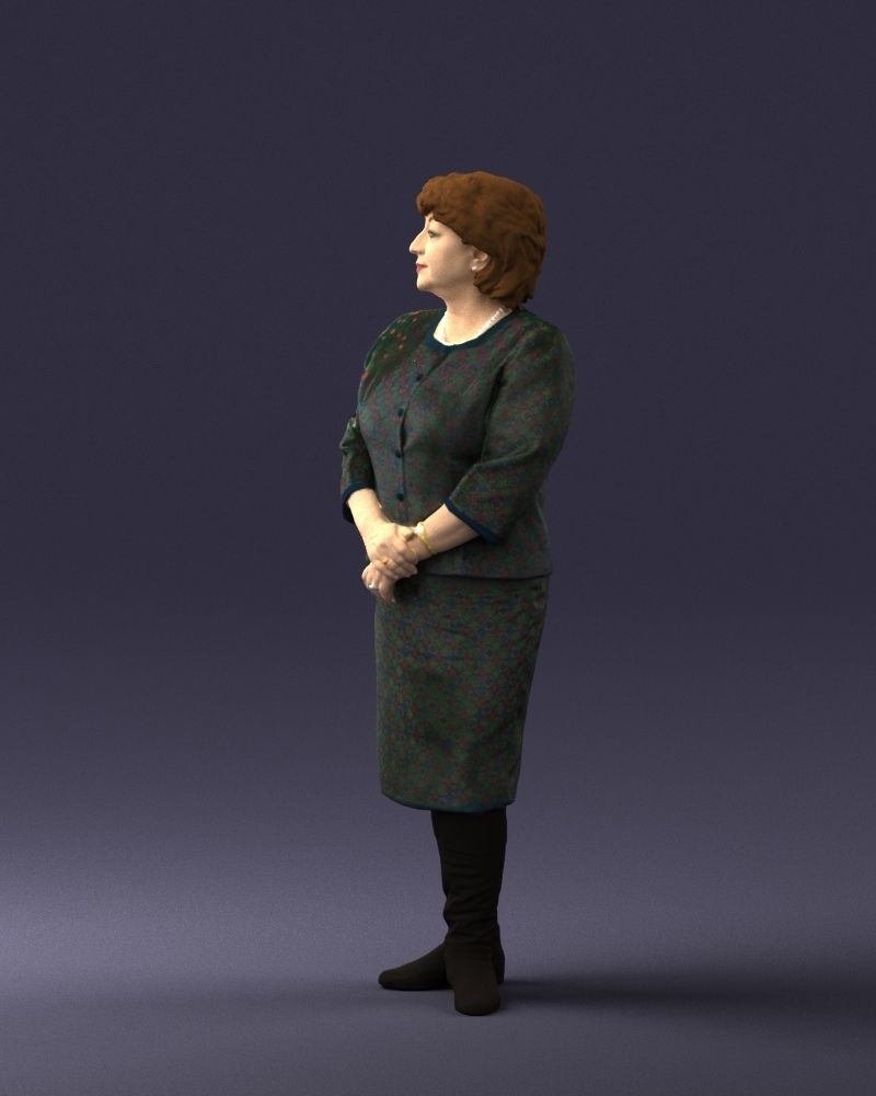 Lady in gray suit 0620 3D Print Ready 3D print model_6