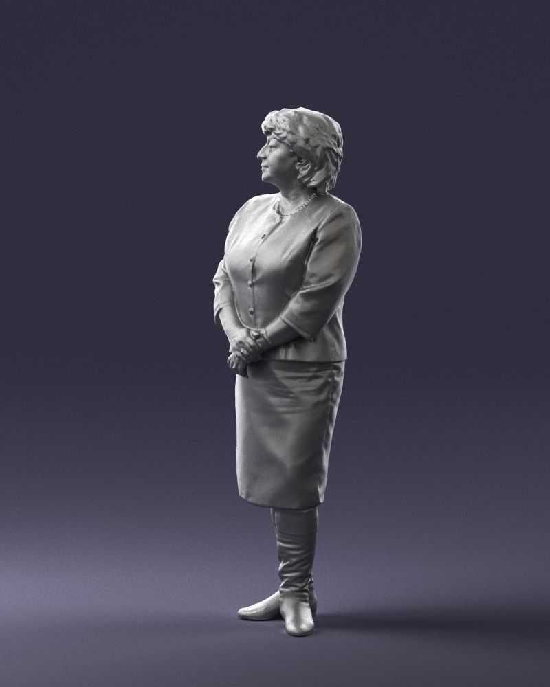 Lady in gray suit 0620 3D Print Ready 3D print model_7