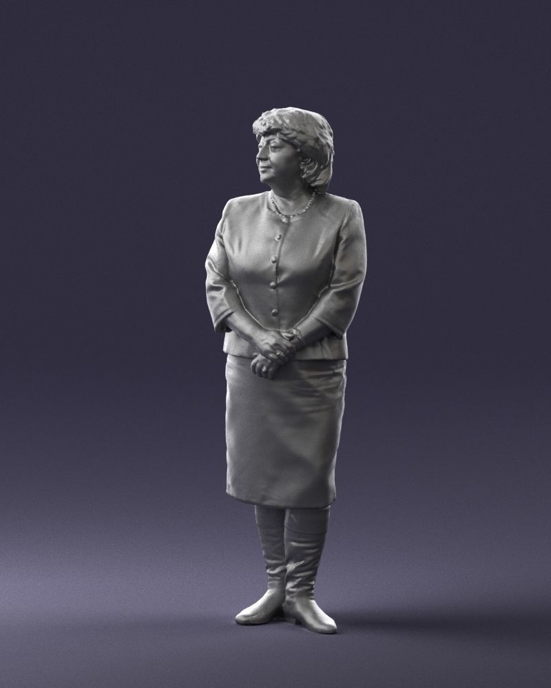 Lady in gray suit 0620 3D Print Ready 3D print model_4