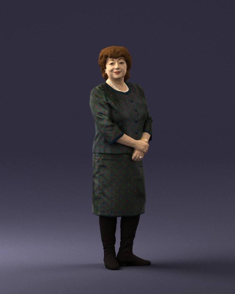 Lady in gray suit 0620 3D Print Ready 3D print model_33