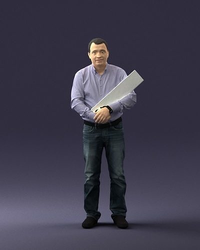 Man holding sign 0621 3D model