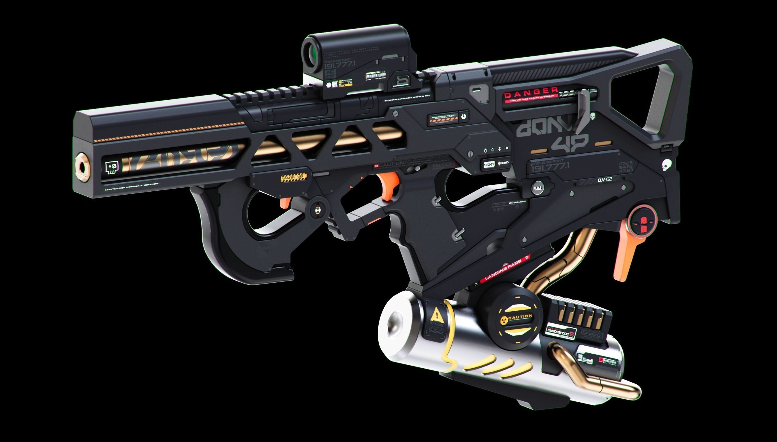 Sci-Fi Rifles Set Kitbash  3D model_9