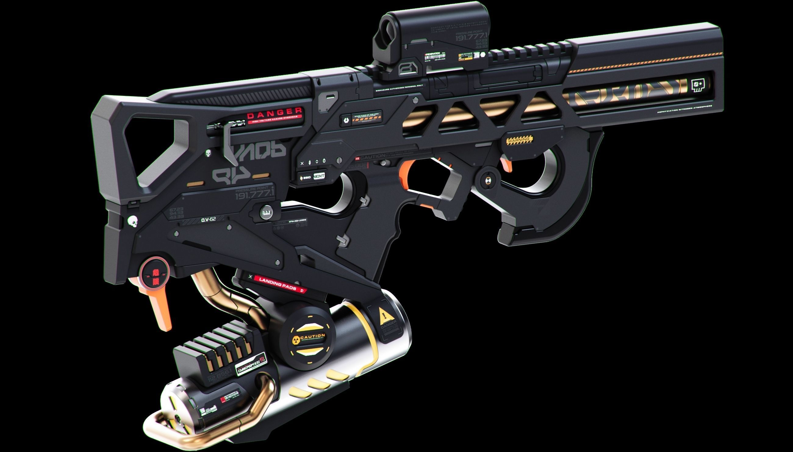 Sci-Fi Rifles Set Kitbash  3D model_8