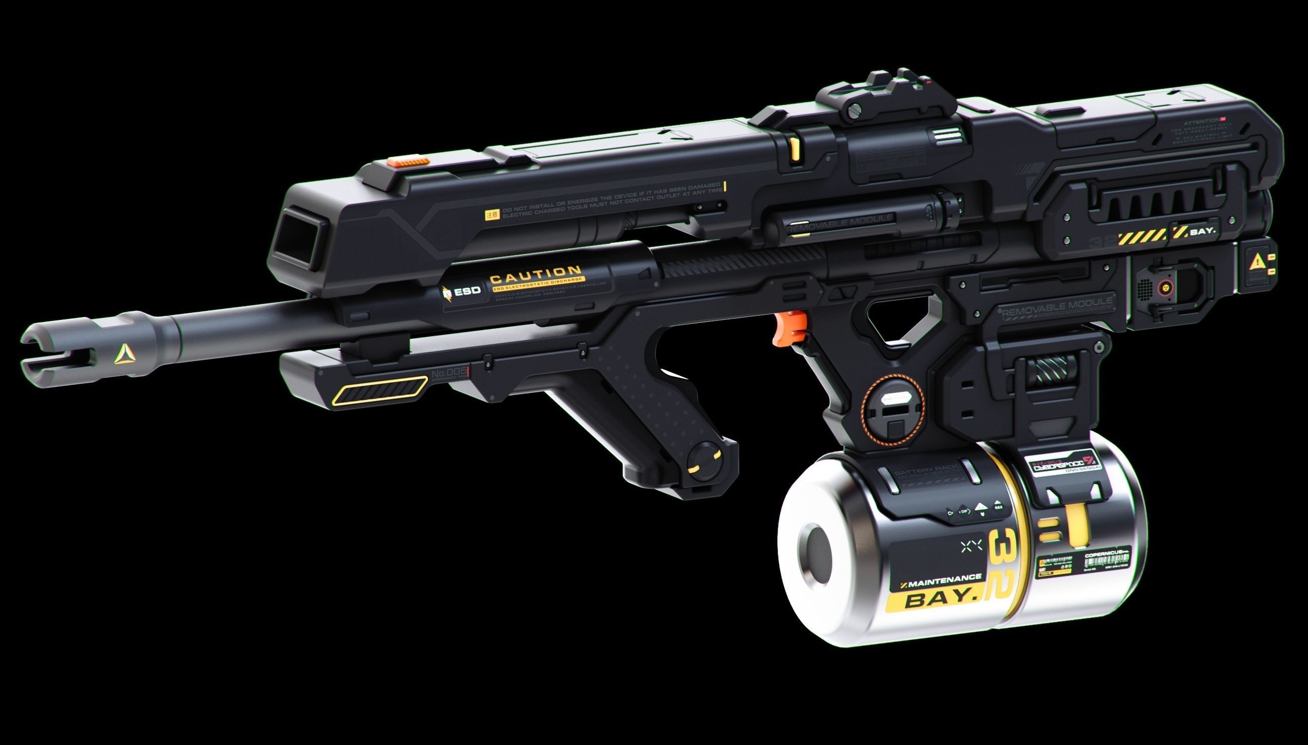 Sci-Fi Rifles Set Kitbash  3D model_3