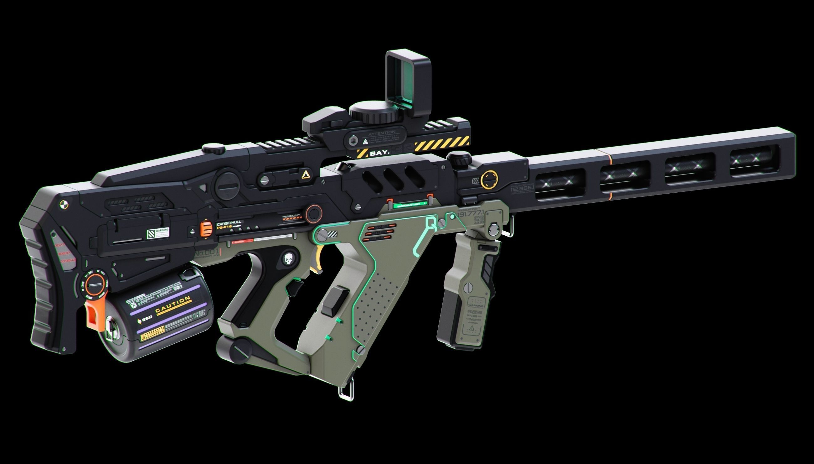 Sci-Fi Rifles Set Kitbash  3D model_10